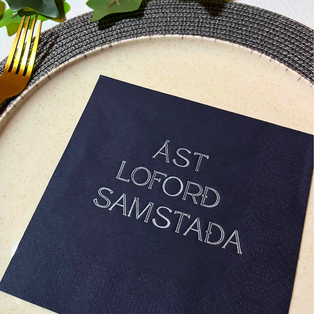 Servíettur svartar/silfur